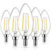 Ascher E12 LED Classic Candelabra Clear Light Bulb, 4W, Equivalent
