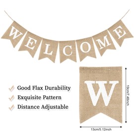 Baby Shower Banner, Vintage Burlap Baby Shower Decorations for Gender Reveal and Welcome Baby Party - Rustic Baby Garland and Flags (WELCOME BABY)