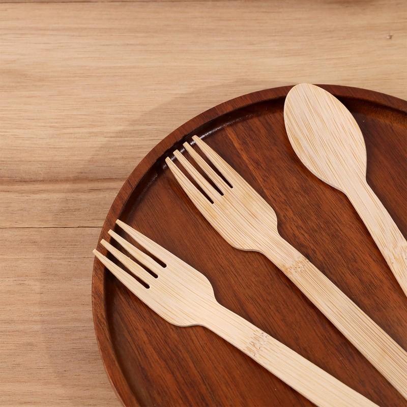 HTB Disposable Forks, 100 Pieces, 6.7 inches (17 cm), Natural