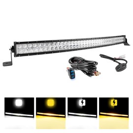 WeiSen 42" 240W Amber & White LED Curved Light Bar Kit with Memory Function Wiring Harness Rocker Switch and Mounting Brackets Compatible with Polaris General XP 4 2019-2024