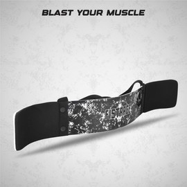 FISTRAGE Arm Blaster Biceps Curl Support for Bodybuilding Weight Lifting Well Balanced Support with Adjustable Strap Muscle Gains Heavy Duty (Black Print)