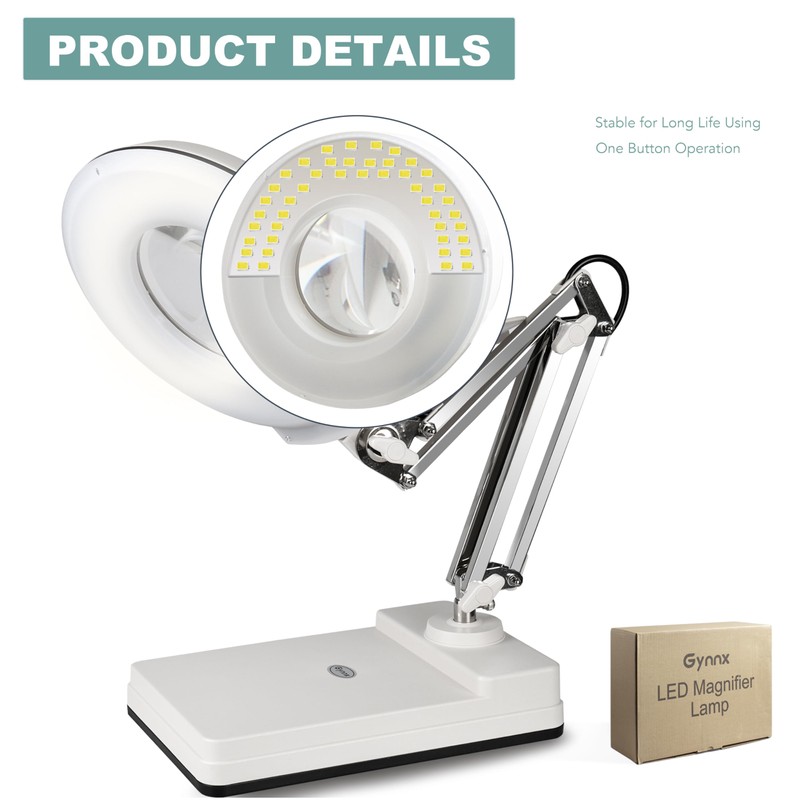 Gynnx Magnifying Glass with Light and Clamp,10X Lighted Magnifying Glass