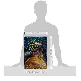 Angeleno Heritage Countdown New Year Garden Flag Set with Stand Winter Clock Champagne Party Fireworks Celebrate House Decoration Banner Small Yard Gift Double-Sided, Made in USA