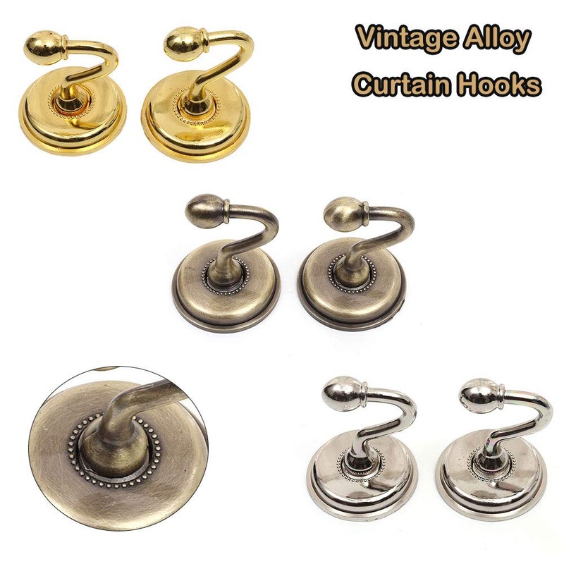 SagaSave 2 PCS Vintage Alloy Pommel, Tieback Hooks Curtain Holdbacks