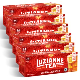 Luzianne Unsweetened Iced Tea Bags, Family Size, 24ct Box (Pack of 6)