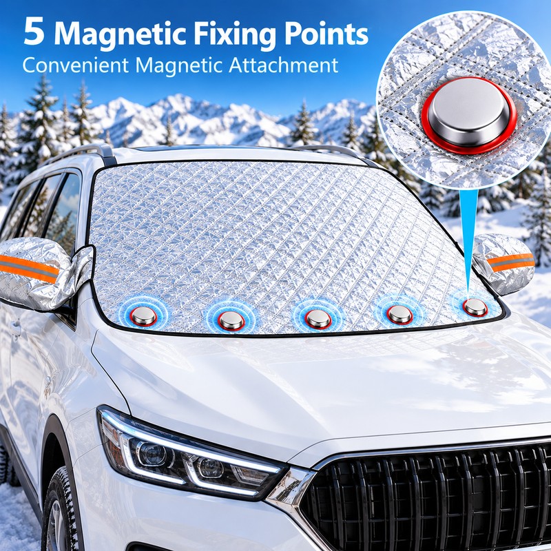 Magnetic Windshield Snow Cover for Cars & SUVs – Reflective