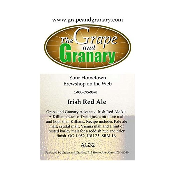Grape and Granary All Grain Irish Red Ale Beer Brewing Kit- For 5 US Gallons
