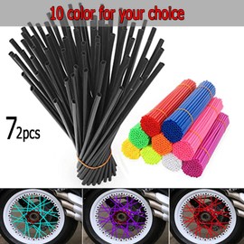 72 PCS Universal Spoke Skins Motorcycle Dirt Bikes Colorful Protective Trim Wrap Cover Wheel Guard for Yamaha Kawasaki Suzuki(Green)