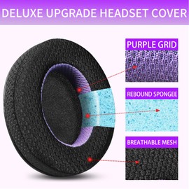Jomwag Replacement Earpads Cushions for Razer Kraken V3X / Kraken X Black/Purple