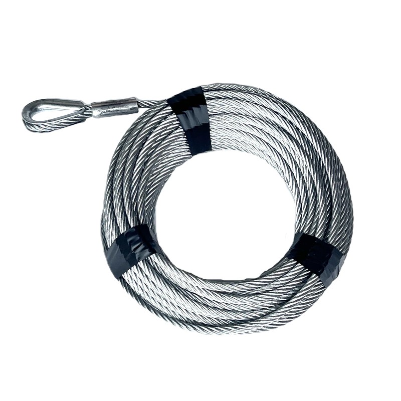 3/8", 7x19, Galvanized Steel Winch Cable (100 ft with Thimble