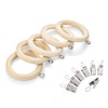 Wood Curtain Rings with Clips Set of 12, 2.25 Inch,