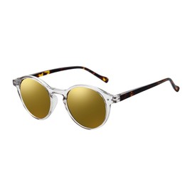 ZENOTTIC Sunglasses Polarised Round Retro Classic UV 400 Protection Vintage Frame for Men Women, Crystal Tea/Gold