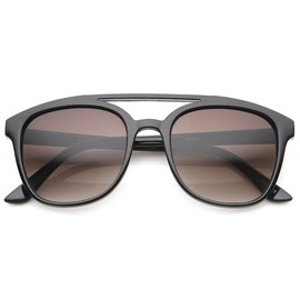 zeroUV Squared Bold Frame Plastic Aviator Sunglasses (Shiny-Black Lavender)
