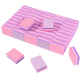 CGBE Pack of 50 Buffer for Nails, Nail Buffer Blocks 100/180, Buffer Sanding Blocks Polishing Blocks Nail File Block Double Sided for Gel Nails and Acrylic Nails, Nail Polishing Block Washable, Pink/Purple