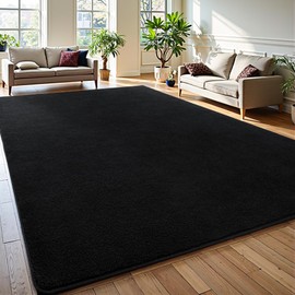 Keeko 7x10 Area Rugs for Living Room, Soft Modern Bedroom Large Rugs Indoor Non Slip Fluffy Rug Minimalist Low Pile Carpet Washable Rug for Kids Boys Girls Dorm Classroom Nursery Home Decor Black