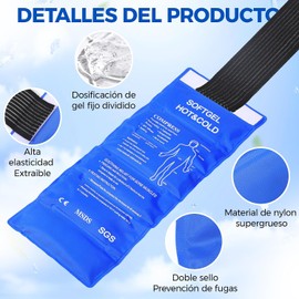 2 PCS Compresa de Gel para Frío y Calor con Correa, 44x18 cm Reutilizable para Aliviar el Dolor en Articulaciones, Músculos, Rodillas, Hombros y Espalda