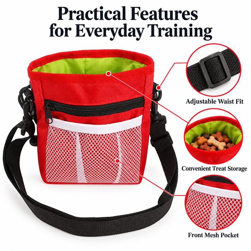 Adjustable Dog Treat Pouch for Training and Walking – Large