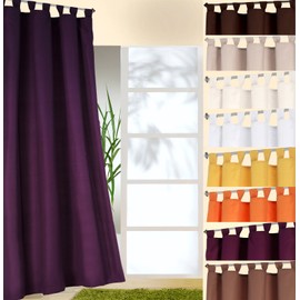 heimtexland Decorative Curtain with Loops and Ruffle Tape Plain Opaque but Translucent, Natural Matt, with Beautiful Light Fall, Oeko Tex, Type 117