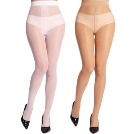 MERYLURE Sheer Black Tights for Women T-Crotch 20D Ultra Thin Pantyhose High Waist Stockings Reinforced Toes 2 Pairs