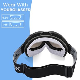 JRZHX Premium Ski Goggles for Men & Women, Anti-Fog Snowboarding Goggles with UV400 Protection (Silver, One Size)