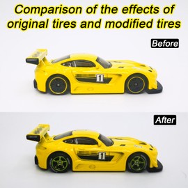 8 Set 1/64 Scale Wheels, 1 64 Wheels and Tires Set with 8 Styles Simulation Wheel Hub & Rubber Tires, 1/64 Wheels Suitable for Beginner DIY Modification 1/64 Diecast Cars (Electroplated Green)