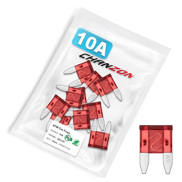 Chanzon UL Listed 10A Mini Blade Fuse ATM/APM 10Pcs 10 Amp 32V Auto Fuses Fast Blow for Automotive Car RV Truck SUV