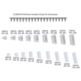 Harissess 1550PCS JST PH 2.0mm Connector Assortment Kit, 2/3/4/5/6/7/8/9/10 Pin Housing Adapter Plug Terminal 2.0mm Pitch Male Female Crimp Connector