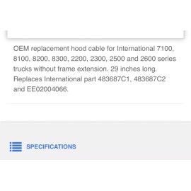 Automann Hood Cable For International Hlk2036(See Pictures Fitment)