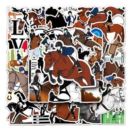 50 Pcs Cartoon Horse Stickers for Kids Teens Adults Boys Girls Gift,Stickers Pack for Laptop,Skateboard,Luggage,Car,Bike, Cup,Computer,Water Bottle Decor,Equestrian Vinyl Waterproof Sticker Decals