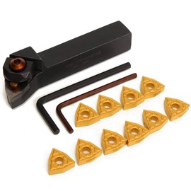 KATSU Indexable Insert Lathe Turning Tool Holder 16X100mm with 10 Inserts WWLNR1616H08 & WNMG0804 Inserts 111100