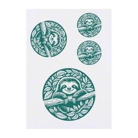Azeeda 4 x 'Süßes Faultier' Temporäre Tattoos - Wasserfest, Hautfreundlich & Ungiftig · Transfers in Verschiedenen Größen (TO00084168)