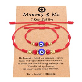 UNGENT THEM Evil Eye Bracelets Mal De Ojo Red String Kabbalah Protection Back to School Mommy and Me Bracelet for Women Men