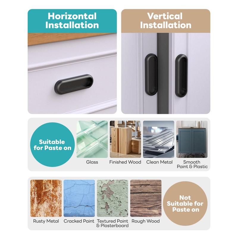 MeBantoo 2 Pack Self-Adhesive Drawer Pull Handles, 4 Inch Self-Stick