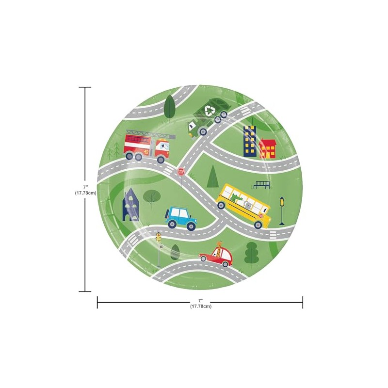 Fun Express Transportation Time Party Round Paper Dessert Plates -