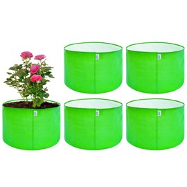 Anandi Green's 15 Gallon Pack of 5 HDPE Uv Protected 260 GSM Round Green Colour Plant Grow Bag
