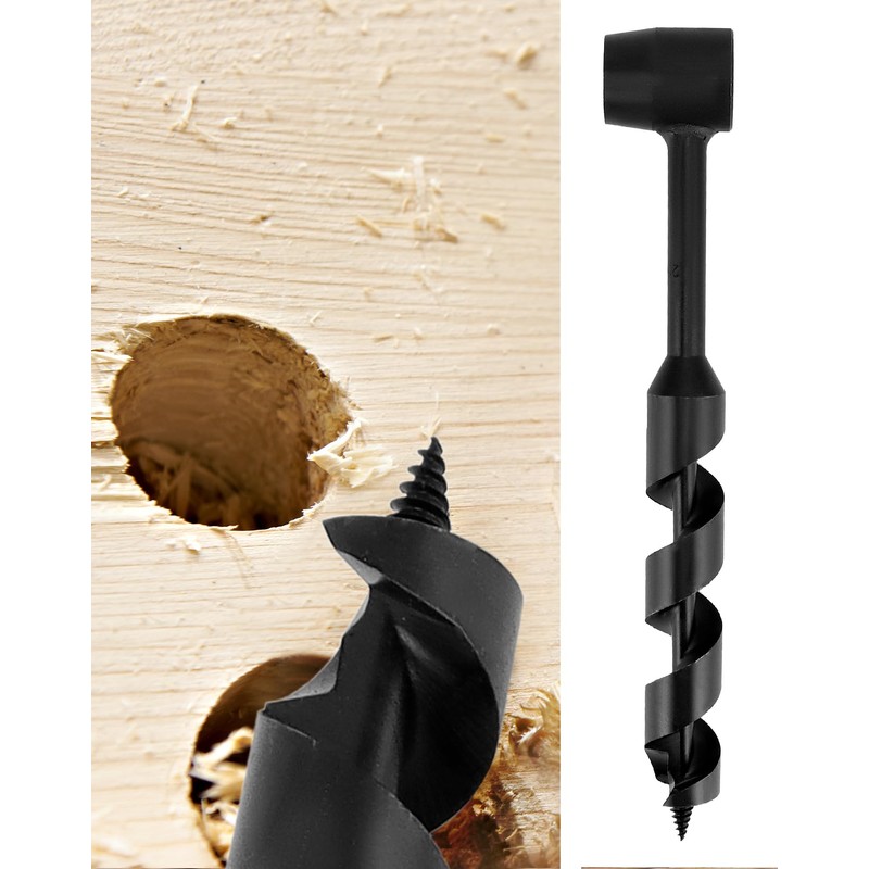 QWORK® Wooden Hand Drill Multi-Purpose Auger for Outdoor Camping Bushcraft