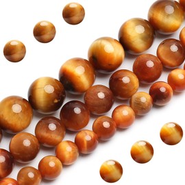 Cuentas de Ojo de Tigre Naranja Natural, Cuentas Redondas Sueltas de Piedra Preciosa de Grado AAA 10MM 40PCS Juego a Granel, Cuentas de Piedras Semipreciosas para Hacer Joyas