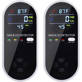 2 Packs Natural Gas Leak Detector and Carbon Monoxide Detectors, 4-in-1 Gas & Carbon Monoxide Detector with Temperature(°F) & Humidity,Propane & CO Detector for Home,RV,Apartment