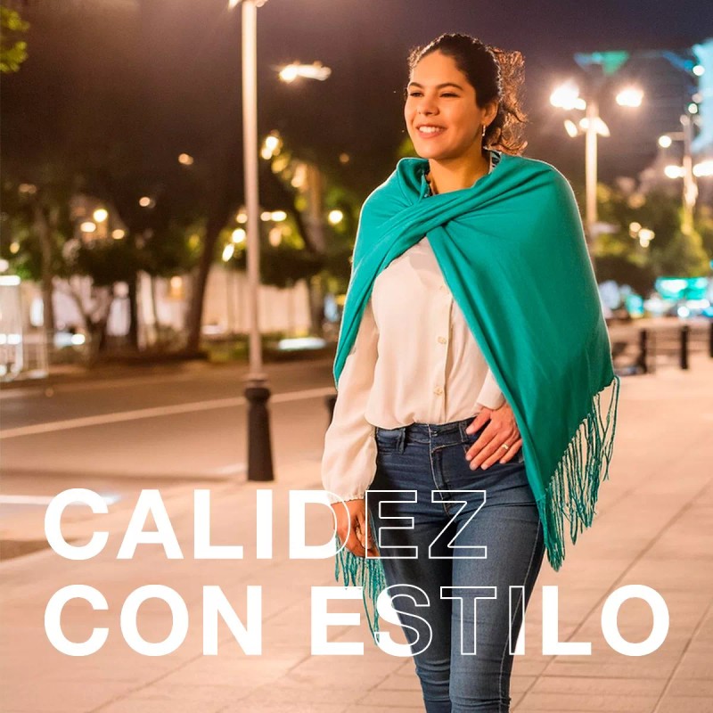 Farvisan Bufanda Pashmina India Doble Vista Extra Suave 1.8m Grisazul