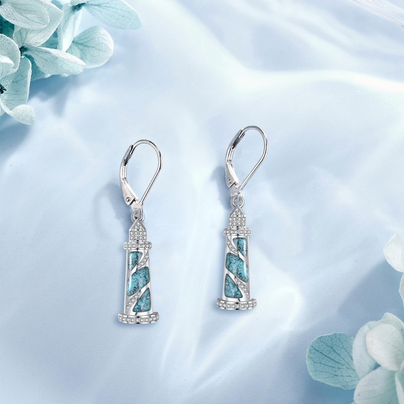 YAFEINI Lighthouse Earrings Sterling Silver Lighthouse Dangle Drop Earrings Jewelry