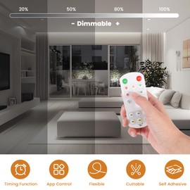 ACELUMO COB LED Strip 10 m, LED Strip 6000 K with Smart App and Remote Control, Timer Function, Dynamic Colour, Music Mode, LED Strip for Wall Panels, Kitchen, Living Room, Cool White