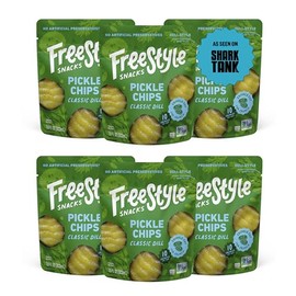 Freestyle Snacks Pickle Chip Snack Packs - Classic Dill - All Natural, Fresh-Packed Deli-Style Pickles - Non-GMO, Kosher, Gluten-Free, Low Calorie Snacks - 3.5 Ounce (6 Pack)