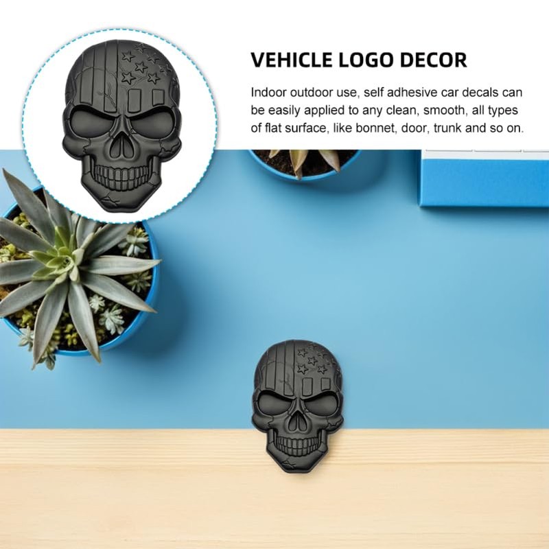 WOONEKY Emblema Decorativo De Calavera 3d Pegatinas De Zinc Para