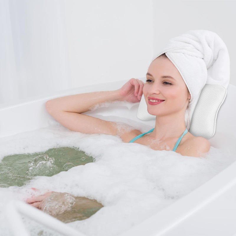 Quuylin Bath Pillow with 2 Strong Suction Cups, Bath Pillow