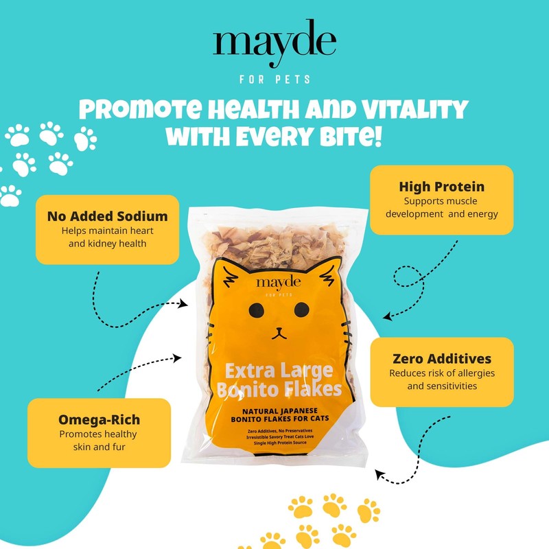 Mayde Bonito Flakes for Cats & Dogs, All-Natural High-Protein Treats,