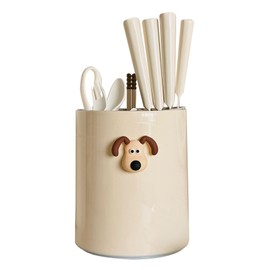 Multifunctional Chopsticks Cage Storage Tube Plastic Chopsticks Cage Rotary Knife Rack for Forks Chopsticks Spoons Scissors Creamy Yellow