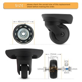 40mm x 18mm Luggage Replacement Wheels Set 4Pcs Rubber Swivel Caster Transparent with 4Pcs Wheels Cover Socks 30mm/35mm Axles and Repair Kit for Luggage Bags Trolley Case