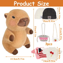 Capybara Plush Toy 10 Piece Set, 30 cm Capybara Cuddly Toy, Cute Capybara Plushies, Children's Plush Doll Toy with Clothes and Accessories, Stuffed Animal Home Decoration for the Living Room