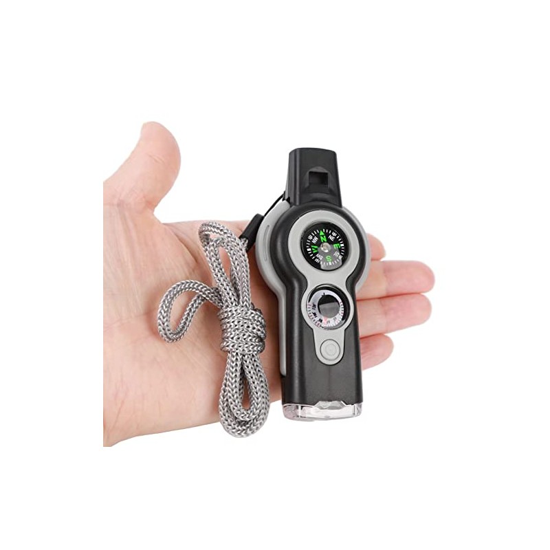 Tbest Silbato de Supervivencia con Brújula, 7 en 1 Silbato