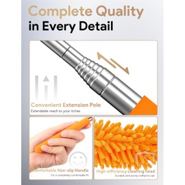 Microfiber Duster for Cleaning, Tukuos Hand Washable Dusters with 4pcs Replaceable Microfiber Heads, Extendable Pole, Detachable Cleaning Supplies for Office, Car, Window, Furniture, Ceiling Fan